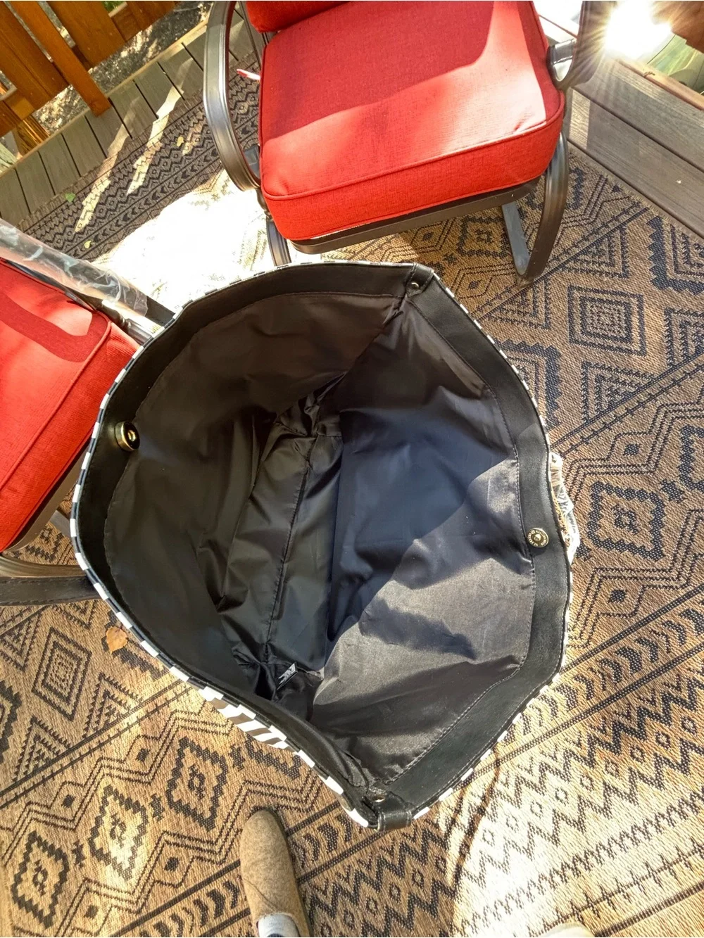Victoria's Secret Black & White Striped Tote Bag